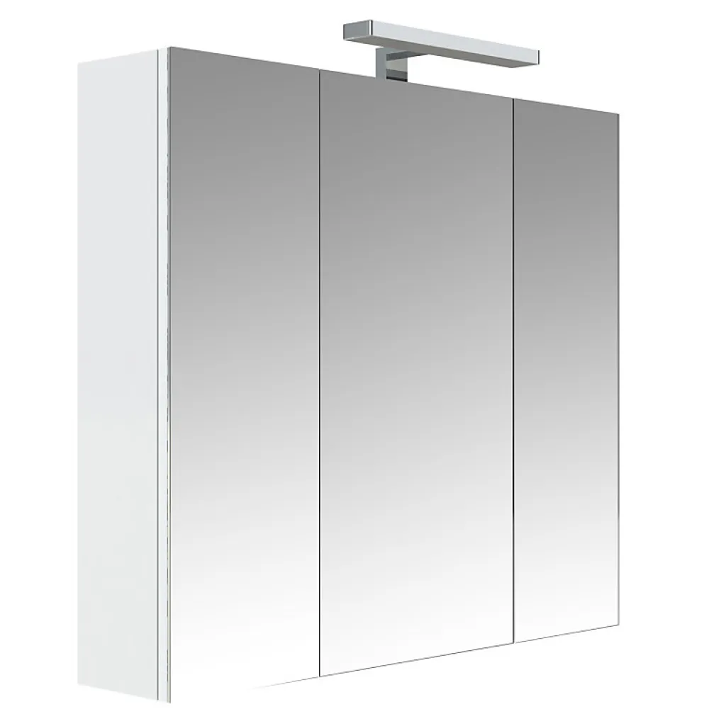 Planète Bain Armoire de toilette éclairante 3 portes 80 cm blanche Juno 2
