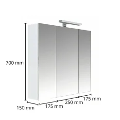Armoire De Toilette|Planète Bain Armoire de toilette éclairante 3 portes 60 cm blanche Juno 2