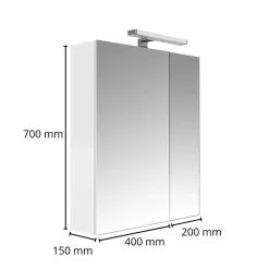 Armoire De Toilette|Planète Bain Armoire de toilette éclairante 2 portes 60 cm blanche Juno 2