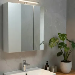 Armoire De Toilette|Planète Bain Armoire de toilette éclairante 2 portes 60 cm blanche Juno 2