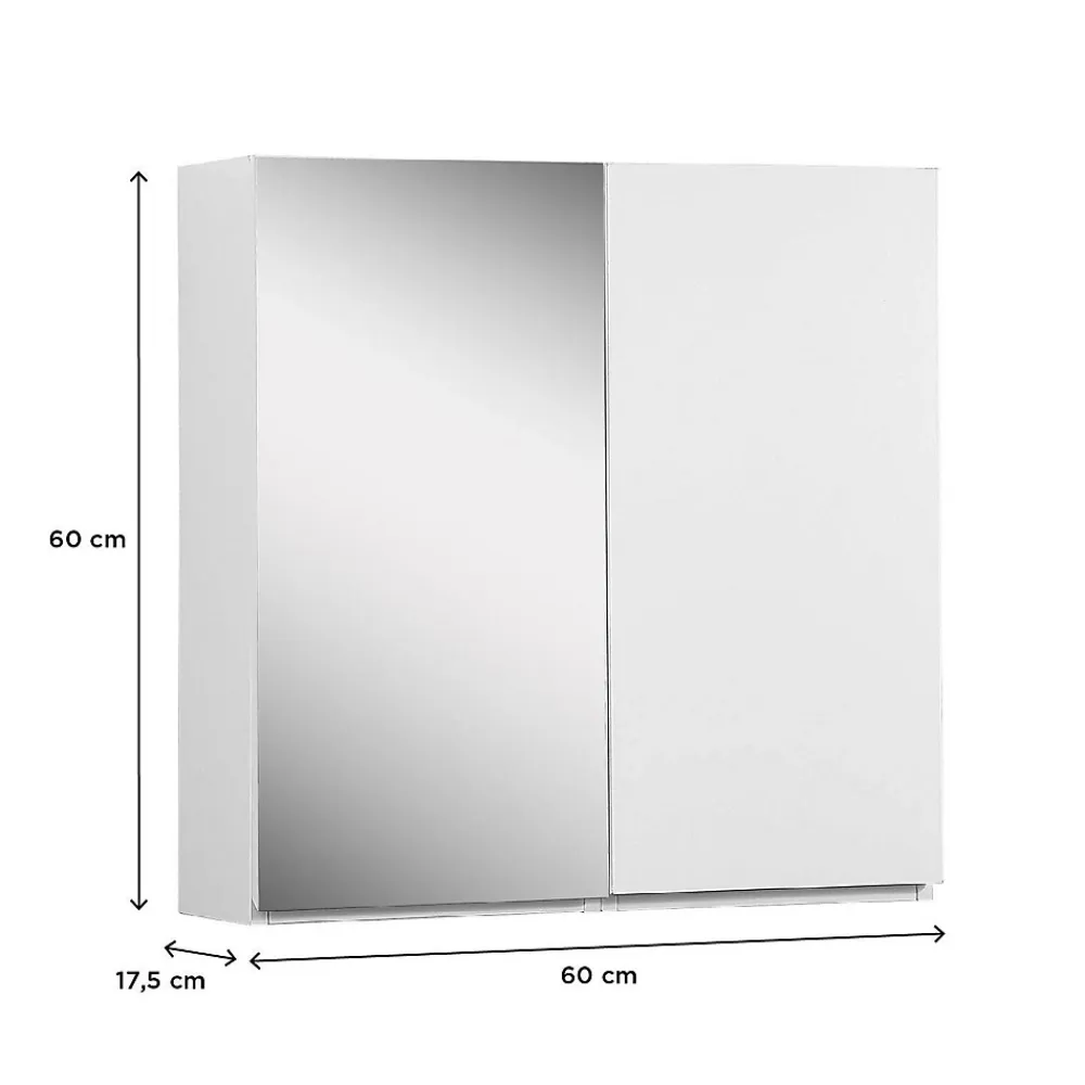 Mob-In Armoire de toilette 60cm double porte WILL blanc porte + miroir