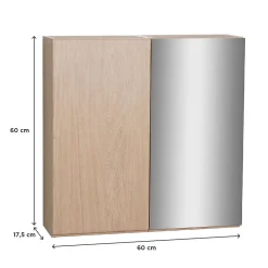 Mob-In Armoire de toilette 60cm double porte WILL décor chêne porte + miroir