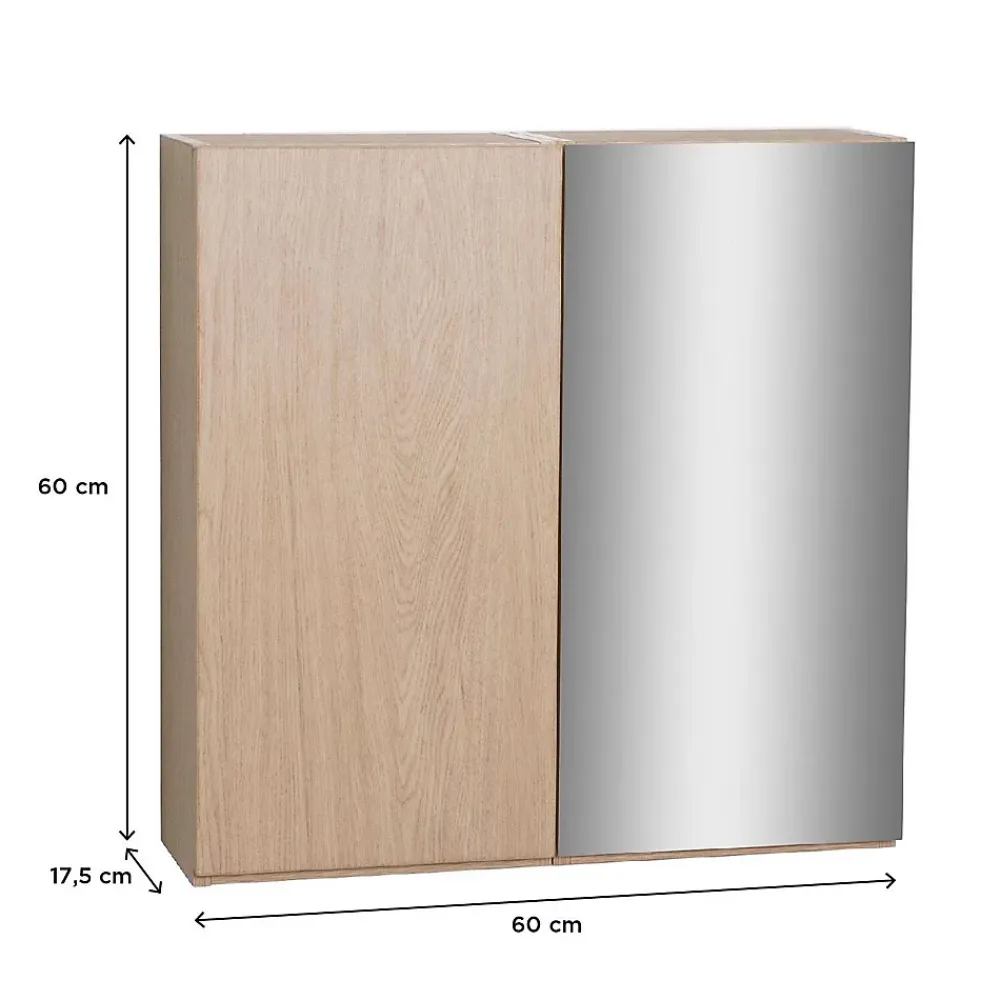 Mob-In Armoire de toilette 60cm double porte WILL décor chêne porte + miroir