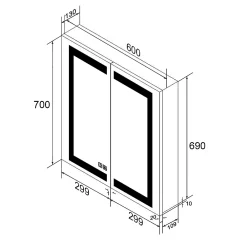 Armoire De Toilette|Sirhona Armoire de toilette en Acier Inoxydable Miroir double 60x70 cm Interrupteur tactile LED + Prise rasoir + Grand rangement