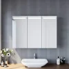 Sirhona Armoire de toilette en Acier Inoxydable Miroir double 90x65 cm Interrupteur tactile LED + Prise rasoir + Grand rangement
