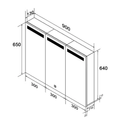 Sirhona Armoire de toilette en Acier Inoxydable Miroir double 90x65 cm Interrupteur tactile LED + Prise rasoir + Grand rangement