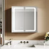 Armoire De Toilette|Sirhona Armoire de toilette en aluminium LED 650 x 650 x 130mm Meuble de rangement pour salle de bain Smart Interrupteurs tactiles