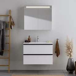 Armoire De Toilette|Duravit Armoire de toilette en aluminium 2 portes miroir avec éclairage LED pour salle de bain et toilette - 70x100x15cm - DURAPOINT