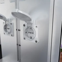 Sirhona Armoire de toilette en Aluminium Miroir multi-surfaces 65x60 cm Interrupteur tactile LED + Anti-buée + Prise rasoir