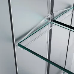 Sirhona Armoire de toilette en Aluminium Miroir multi-surfaces 65x60 cm Interrupteur tactile LED + Anti-buée + Prise rasoir