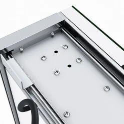 Sirhona Armoire de toilette en Aluminium Miroir multi-surfaces 65x60 cm Interrupteur tactile LED + Anti-buée + Prise rasoir