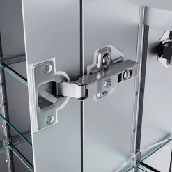Sirhona Armoire de toilette en Aluminium Miroir multi-surfaces 65x65 cm Interrupteur tactile LED + Anti-buée + Prise rasoir
