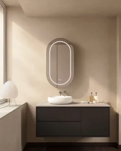 Poalgi Armoire de toilette LED aluminium MANILLONS 1p miroir l. 50 cm H. 90 cm P. 14 cm - Mint