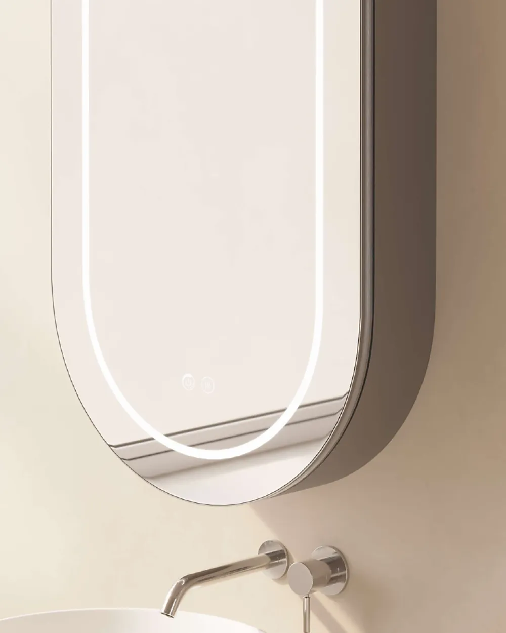 Poalgi Armoire de toilette LED aluminium MANILLONS 1p miroir l. 50 cm H. 90 cm P. 14 cm - Mint