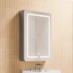 Armoire De Toilette|Poalgi Armoire de toilette LED aluminium MANILLONS 2p miroir l. 60 cm H. 80 cm P. 14 cm - Gan
