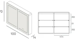 Armoire De Toilette|Poalgi Armoire de toilette LED aluminium MANILLONS 2p miroir l. 100 cm H. 70 cm P. 14 cm - Gan