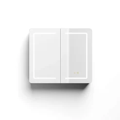 Poalgi Armoire de toilette LED aluminium MANILLONS 2p miroir l. 80 cm H. 70 cm P. 14 cm - Gan