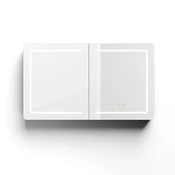 Poalgi Armoire de toilette LED aluminium MANILLONS 2p miroir l. 120 cm H. 70 cm P. 14 cm - Gan