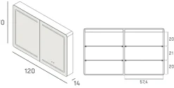 Poalgi Armoire de toilette LED aluminium MANILLONS 2p miroir l. 120 cm H. 70 cm P. 14 cm - Gan