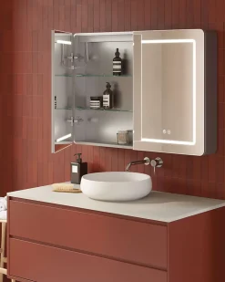 Poalgi Armoire de toilette LED aluminium MANILLONS 2p miroir l. 120 cm H. 70 cm P. 14 cm - Gan