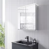 Armoire De Toilette|Bernstein Armoire de toilette MFC 2 portes miroirs, éclairage LED, prise de courant intérieure + 2 tablettes verre, 60x71x19cm (LxHxP), VARO