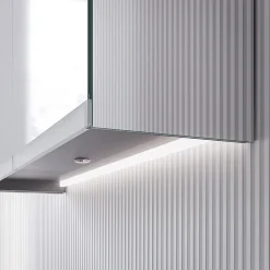 Armoire De Toilette|Bernstein Armoire de toilette MFC 2 portes miroirs, éclairage LED, prise de courant intérieure + 2 tablettes verre, 80x71x19cm (LxHxP), VARO