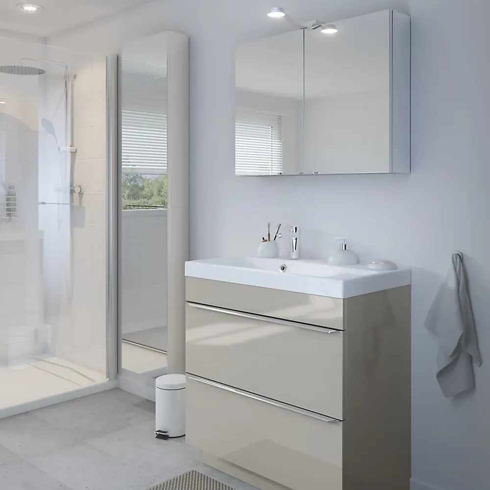 Armoire De Toilette|Meuble De Salle De Bains Faible Profondeur|GoodHome Armoire de toilette miroir l.40 x H.90 x P.15 cm, Imandra