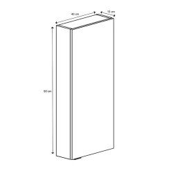 Armoire De Toilette|Meuble De Salle De Bains Faible Profondeur|GoodHome Armoire de toilette miroir l.40 x H.90 x P.15 cm, Imandra