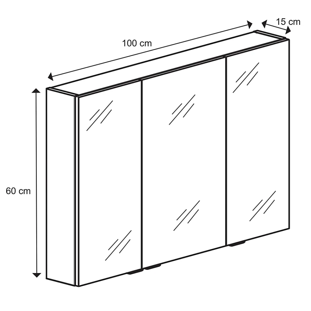 GoodHome Armoire de toilette miroir l.100 x H.60 x P.15 cm, Imandra