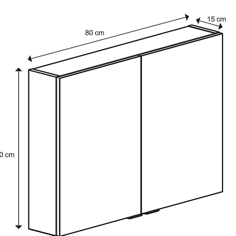 Armoire De Toilette|Meuble De Salle De Bains Faible Profondeur|GoodHome Armoire de toilette miroir l.80 x H.60 x P.15 cm, Imandra