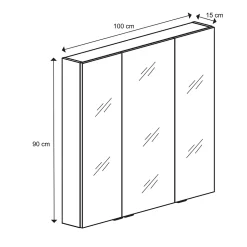 GoodHome Armoire de toilette miroir l.100 x H.90 x P.15 cm, Imandra