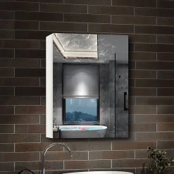 AICA Sanitaire Armoire de Toilette Mural avec Miroir et Rangement - Moderne, Blanc, 50x70 cm,