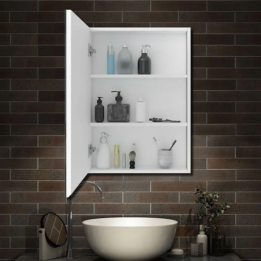 Armoire De Toilette|AICA Sanitaire Armoire de Toilette Mural avec Miroir et Rangement - Moderne, Blanc, 60x70 cm,