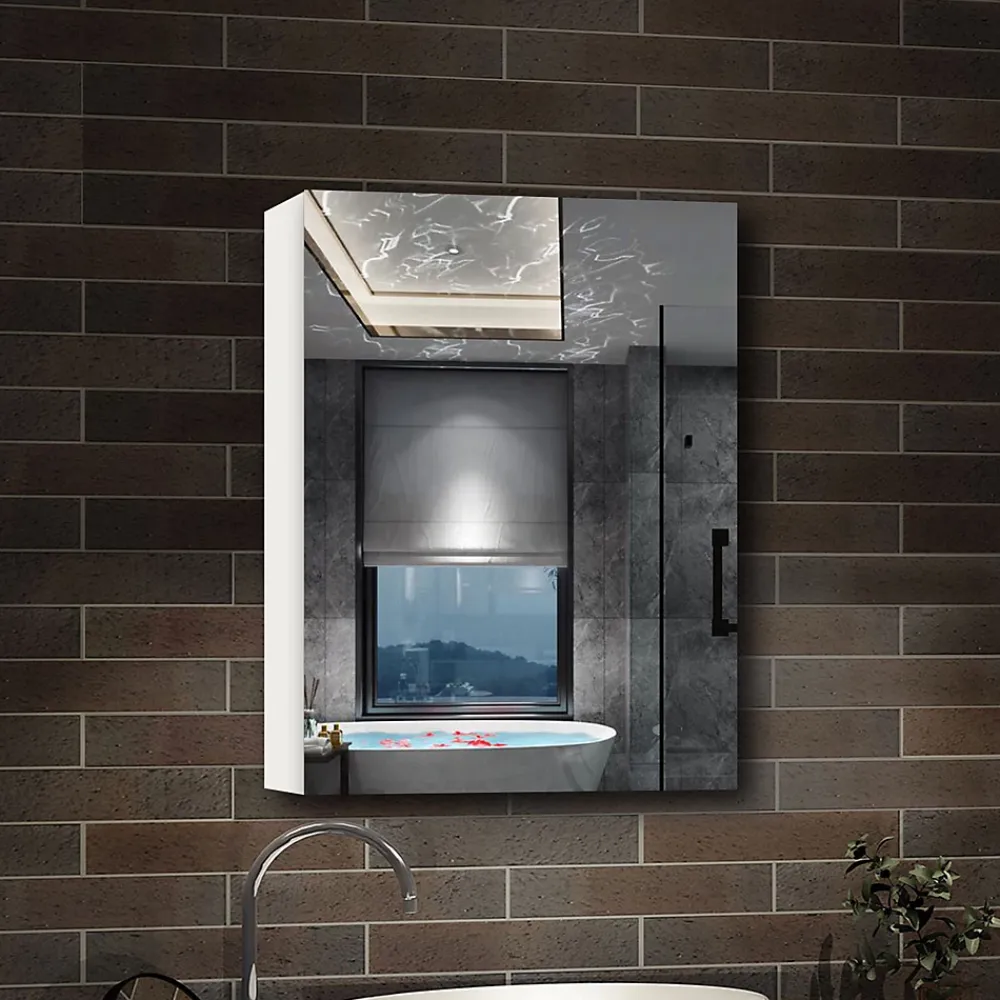 AICA Sanitaire Armoire de Toilette Mural avec Miroir et Rangement - Moderne, Blanc, 40x70 cm,