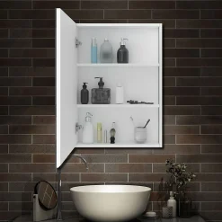 AICA Sanitaire Armoire de Toilette Mural avec Miroir et Rangement - Moderne, Blanc, 40x70 cm,