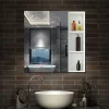 Armoire De Toilette|AICA Sanitaire Armoire de Toilette Mural avec Miroir Niches Intégrées et Rangement Fermé - Moderne, Blanc, 80x70 cm,