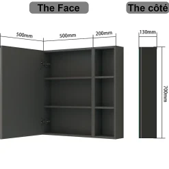 Armoire De Toilette|AICA Sanitaire Armoire de Toilette Mural avec Miroir Niches Intégrées et Rangement Fermé - Moderne, Blanc, 80x70 cm,