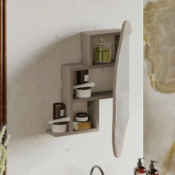 Pier Import Armoire de toilette organique taupe 1 miroir CODY