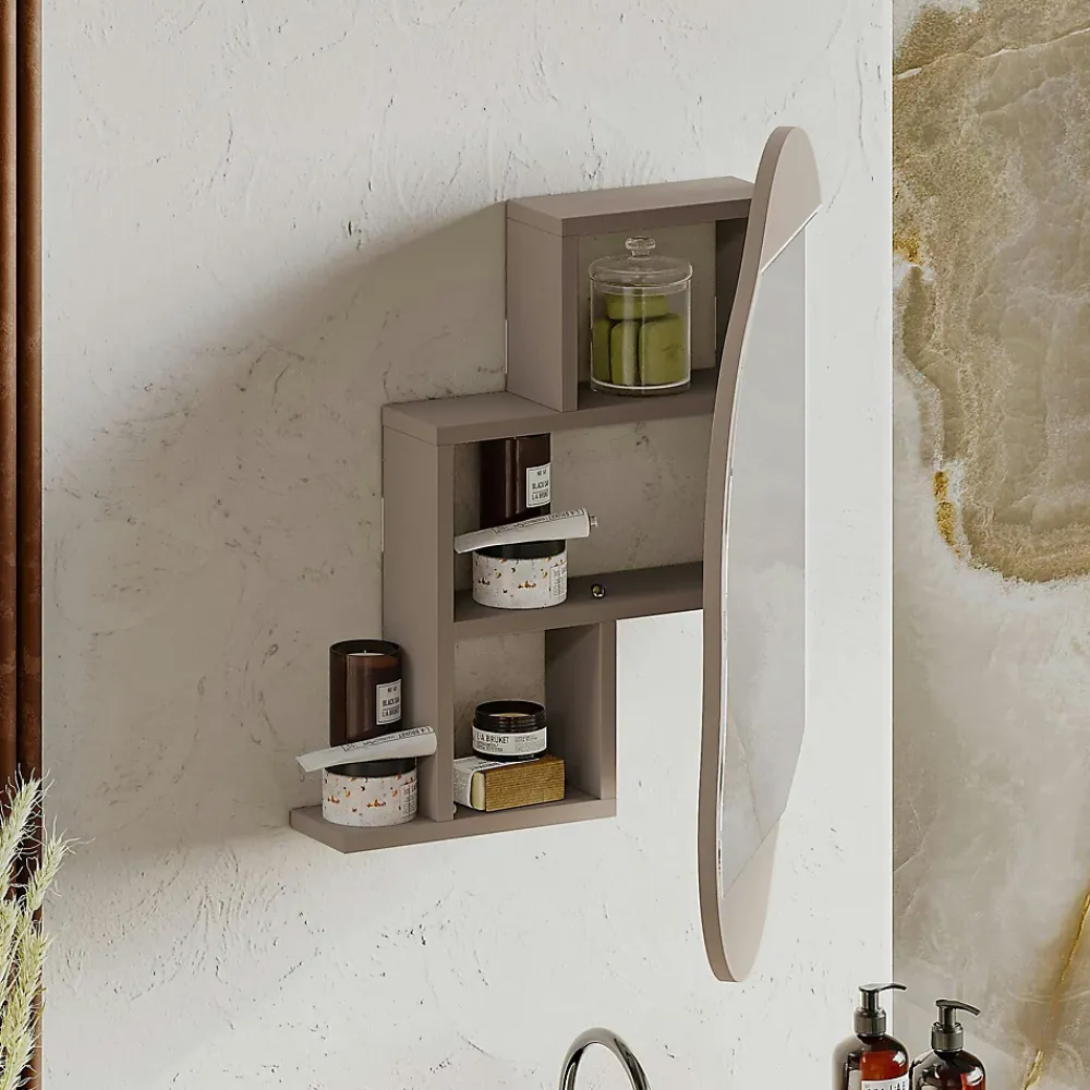 Pier Import Armoire de toilette organique taupe 1 miroir CODY