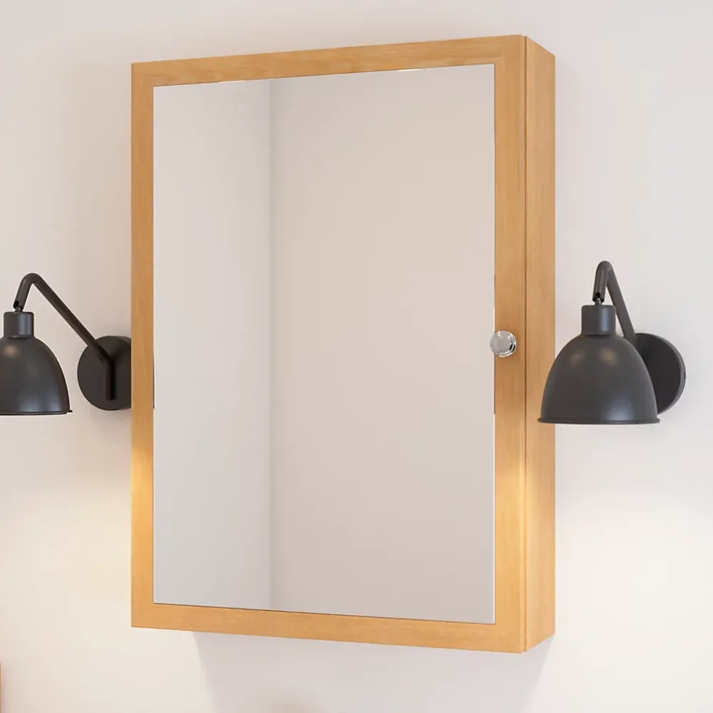 Armoire De Toilette|Meuble De Salle De Bains Faible Profondeur|GoodHome Armoire de toilette placage chêne l.50 x H.70 x P.15 cm, Perma