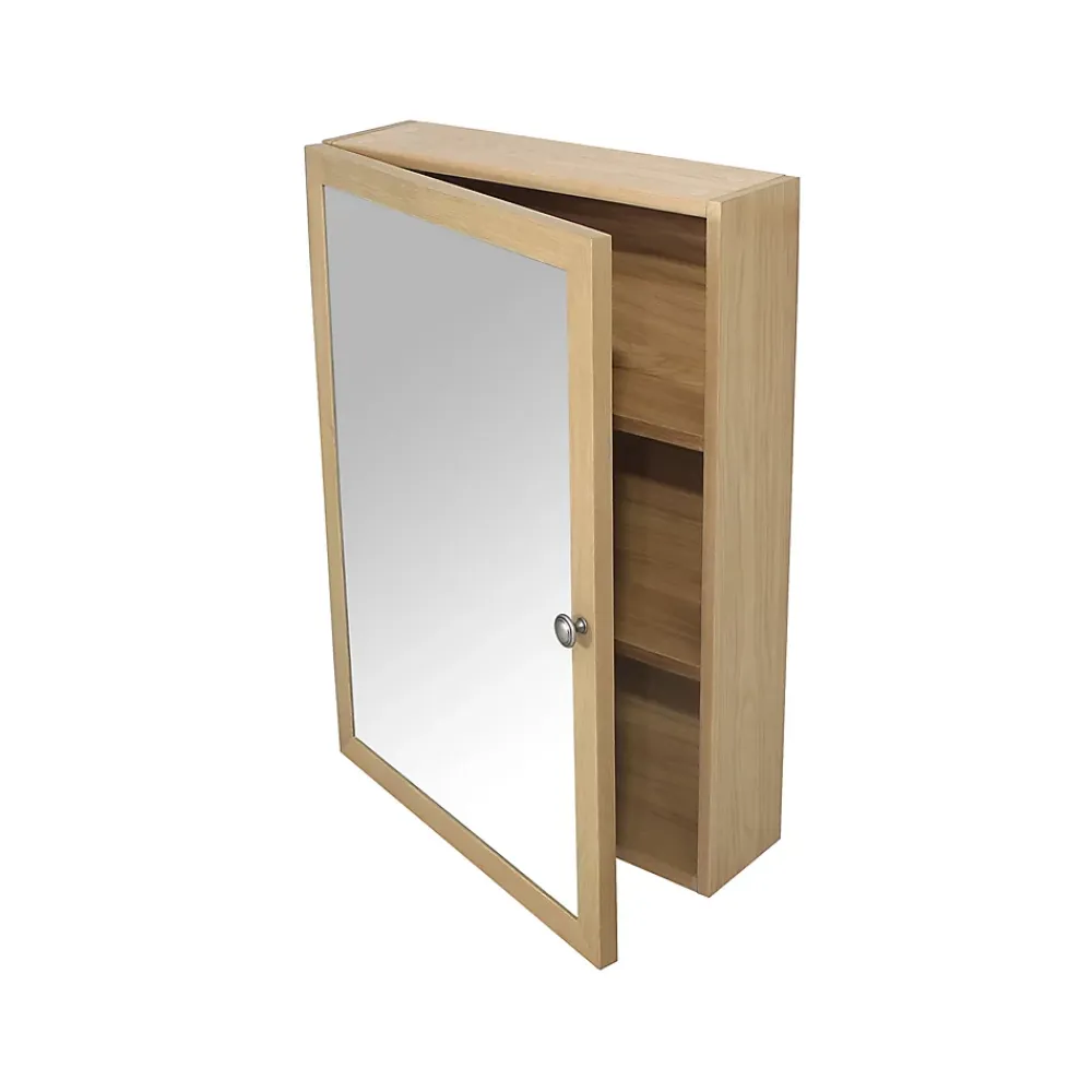 Armoire De Toilette|Meuble De Salle De Bains Faible Profondeur|GoodHome Armoire de toilette placage chêne l.50 x H.70 x P.15 cm, Perma
