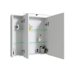 Ml-Design Armoire de toilette salle de bain avec miroir et LED 90,4x72x15 cm