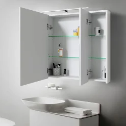 Ml-Design Armoire de toilette salle de bain avec miroir et LED 90,4x72x15 cm