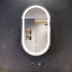 Armoire De Toilette|Sirhona Armoire de toilette 40x70cm+Touch+LED Tri-couleur Température+ Anti-buée+ Prise rasoir