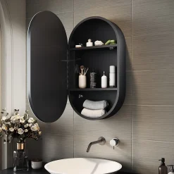Armoire De Toilette|Sirhona Armoire de toilette 40x70cm+Touch+LED Tri-couleur Température+ Anti-buée+ Prise rasoir