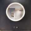 Armoire De Toilette|Sirhona Armoire de toilette Rond 60x60cm+Touch+LED Tri-couleur Température+ Anti-buée+ Prise rasoir