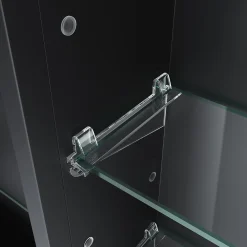 Armoire De Toilette|Sirhona Armoire de toilette Grand Rangement 60x75 cm + Interrupteur tactile + Température LED tricolore + Anti-buée + Prise rasoir
