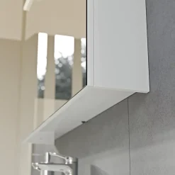 Armoire De Toilette|Bernstein Armoire de toilette suspendue Blanc mat 100x18x70cm (LxPxH) 2 portes miroir, éclairage LED, tablettes en verre - SOLO
