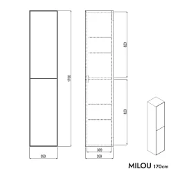 Armoire De Toilette|Bernstein Armoire de toilette suspendue Blanc mat 100x18x70cm (LxPxH) 2 portes miroir, éclairage LED, tablettes en verre - SOLO