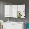 Bernstein Armoire de toilette suspendue Anthracite mat 120x18x70cm (LxPxH) 2 portes miroir, éclairage LED, tablettes en verre - SOLO